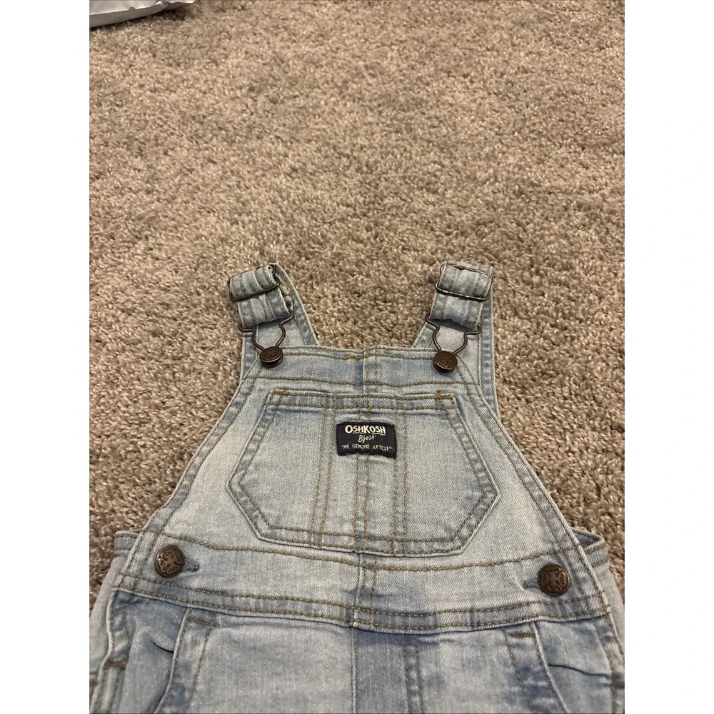 Y2K Oshkosh Bgosh Overalls Denim Baby 9M Light Wash Blue Vestbak Carpenter Month